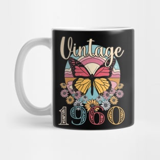 Floral Butterfly Retro Vintage 1960 63rd Birthday Mug